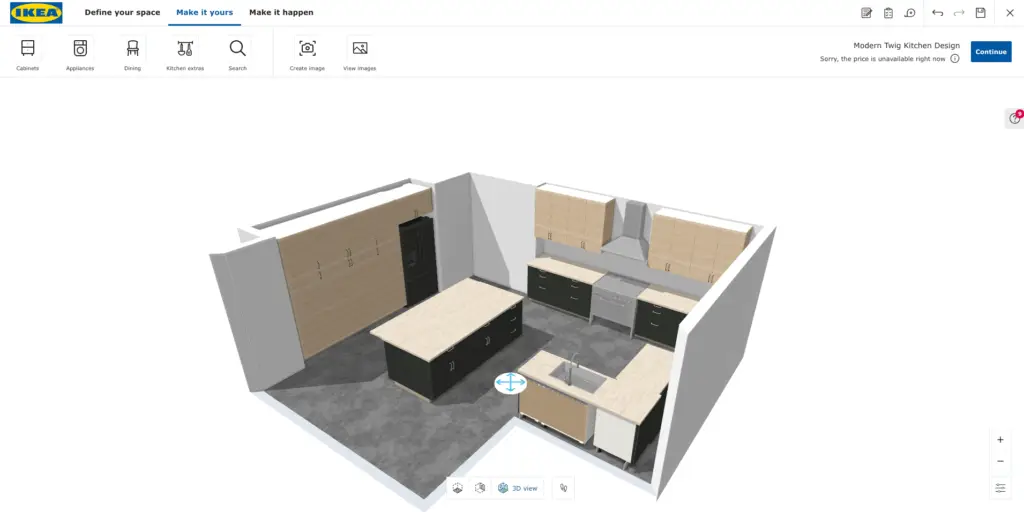 A Screenshot of an example Ikea Kitchen Layout